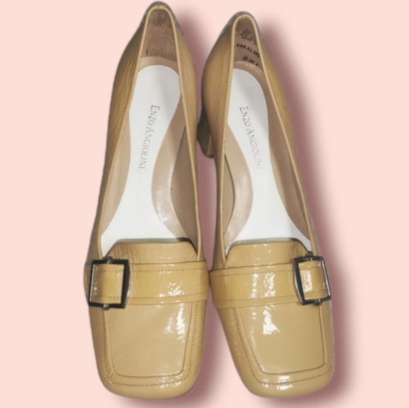 Patent square-toe buckle loafer heels - Picture 4 of 12